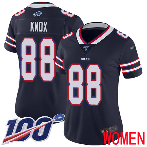 Women Buffalo Bills 88 Dawson Knox Limited Navy Blue Inverted Legend 100th Season NFL Jersey
